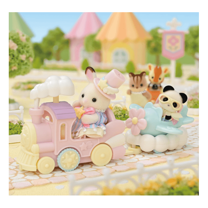 Sylvanian Families Amusement Park Ride Set – Plane & Train Set 